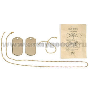 Цепочка для жетонов с 2 жетонами НАТО США в инд. упаковке (зол.)