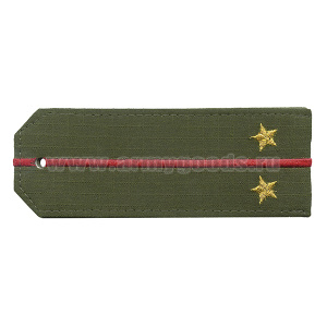 Погоны «машинная вышивка» оливк. (ткань rip-stop) c 1 вышит. красн. просв. с вышитыми звездами (лейтенант) на костюм офисный