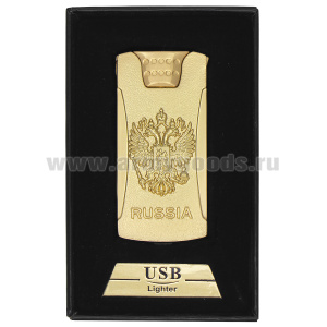 Зажигалка спиральная со шнуром USB RUSSIA/Россия (Герб РФ)