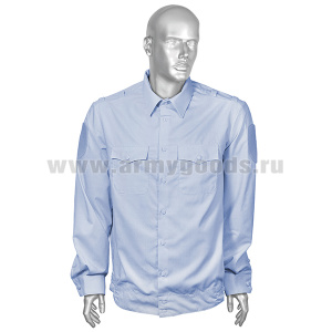 Рубашка мужская (дл.рук.) бледно-голубая Полиция c липучками для шевронов