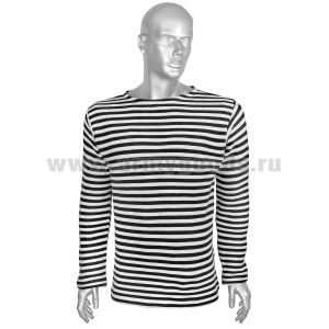 Тельняшка зим. х/б двойной вязки черная (беленая) плотность 330 гр/м2 р-ры с 44 по 60