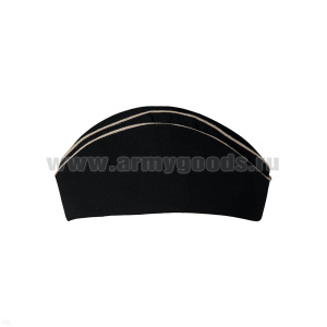 Пилотка ВМФ офицерская ст/обр (черная с 2 белыми кантами) п/ш