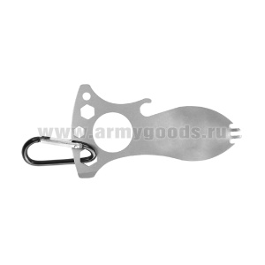 Ловилка-мультитул 8-в-1 (ложка, вилка, открывашка, три шестигранных ключа, две отвертки) нерж. сталь