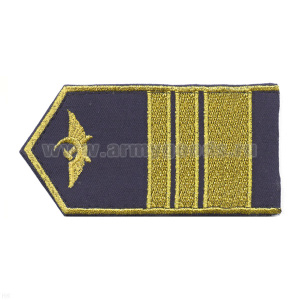 Погоны гражд. авиации, вышит. металлиз. нитью, синие (1 широк. лычка и 2 узк. лычки)