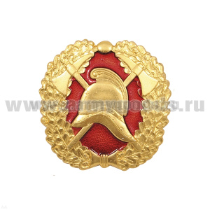 Значок мет. Каска ГПС в венке (на красном фоне)