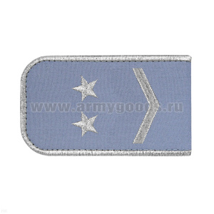 Погоны РЖД вышит. мет. серебр. голубые (1 лычка 2 звезды)