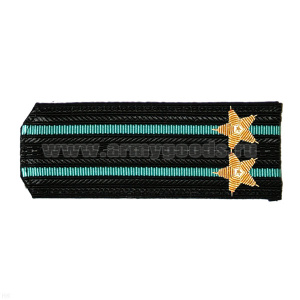 Погоны черн. с 2 зел. просв., вышит. канителью (подполковник)