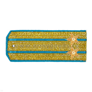 Погоны парадные золотые (металлиз.) с 2 голуб. просв., вышит. канителью (подполковник)