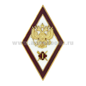 Значок мет. Ромб Академия ФСИН (красный кант) гор эм, 2 накладки