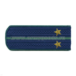 Погоны Прокуратуры нов/обр синие с зел. кантом с 1 зел. просв., вышит. канителью (лейтенант)