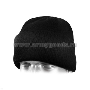 Шапка вязаная Армейская черная комбинированная 2-слойная (внешний - п/ш, внутренний - х/б)