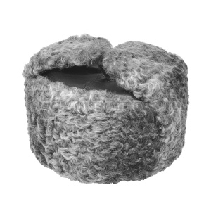 Шапка каракуль серый (без козырька) верх - кожа, Полиция