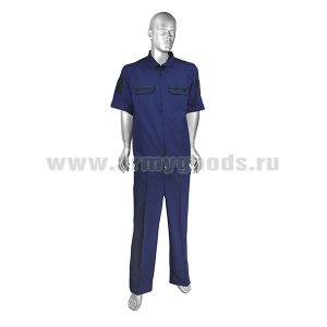 Костюм лет. МО офисный синий (ткань "габардин") короткий рукав (подкладка сетка) р-ры с 46 по 60