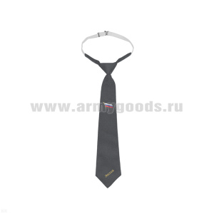 Галстук-регат с вышивкой сер. с флагом РФ 