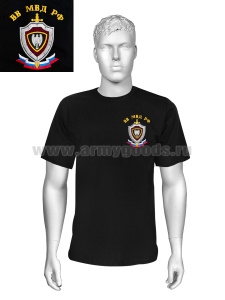 Футболка с вышивкой на груди ВВ МВД РФ (сокол) черн.