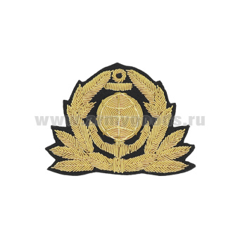 Кокарда канит. (золото 3%) Морской флот (якорь, глобус, 8 листиков, без звезды)
