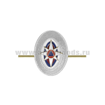 Кокарда мет. МЧС нов/обр рядовой состав (гладкая) серебр.
