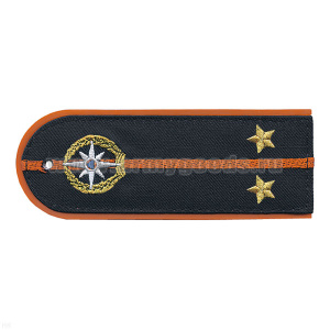 Погоны «машинная вышивка» из рубаш. ткани МЧС серо-синие с вышит. эмблемой (лейтенант) пластик