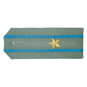 Погоны «машинная вышивка» из рубаш. ткани оливк. с 2 вышит.  голуб. просв. с вышитой звездой (майор)