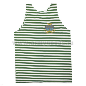 Майка-тельняшка кулирка зеленая вышитая Военная разведка