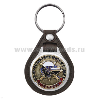Брелок с эмблемой на виниловой подкладке ВДВ (мышь, парашют, мечи на фоне берета)