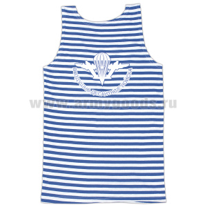 Майка-тельняшка кулирка голубая ВДВ (эмблема и надпись краской)