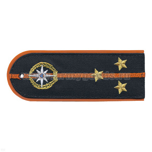 Погоны «машинная вышивка» из рубаш. ткани МЧС серо-синие с вышит. эмблемой (старший лейтенант) пластик