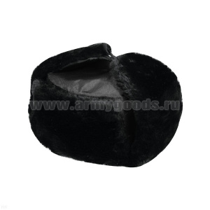 Шапка иск. мех черная, верх - ткань черная (оксфорд)