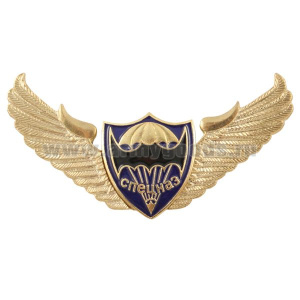 Значок мет. Спецназ (крылья со щитом с летучей мышью на парашюте)