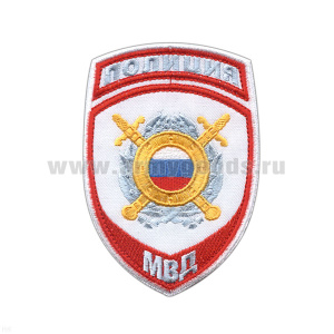 Шеврон вышит. Полиция МВД Охрана общественного порядка (белый) ст/обр