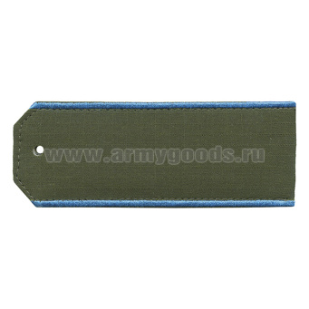 Погоны оливк. (ткань Rip-Stop) с вышит. голуб. кантом (на костюм офисный) на пластике