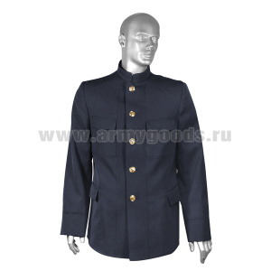 Китель мужской п/ш синий ВМФ ст/обр со стойкой (ТУ 858-6185-2010) р-ры с 62