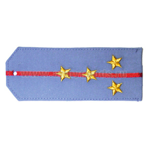 Погоны «машинная вышивка» из рубаш. ткани серо-голуб. с 1 вышит. красн. просв. с вышит. звездами (капитан)