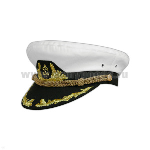 Фуражка сувенирная капитанка "супервышивка" белая с гербом г. Петергоф