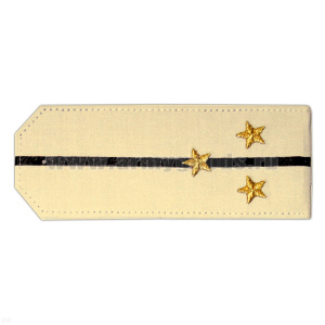 Погоны «машинная вышивка» из рубаш. ткани крем. с 1 вышит. черн. просв. с вышит. звездами (ст. лейтенант)
