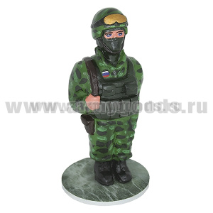 Фигурка гипсовая Солдат в разгрузочном жилете (на подставке, в цилиндрич. упаковке)