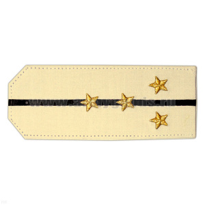 Погоны «машинная вышивка» из рубаш. ткани крем. с 1 вышит. черн. просв. с вышит. звездами (капитан)