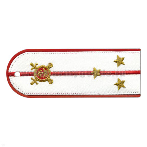 Погоны «машинная вышивка» из рубаш. ткани Полиция белые с вышит. эмблемой (ст. лейтенант) пластик