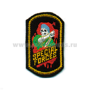 Нашивка вышит. Special forces (скелет в голуб. берете с кинжалом)
