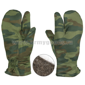 Рукавицы тканевые стрелковые (двупалые) "флора", утепленные войлоком