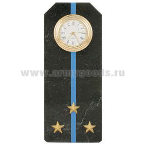 Часы сувенирные настольные (камень змеевик черный) Погон Старший лейтенант Авиации ВМФ