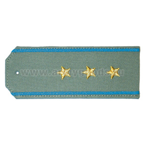 Погоны «машинная вышивка» из рубаш. ткани оливк. с вышит. голуб. кантом с вышит. звездами (ст. прапорщик)
