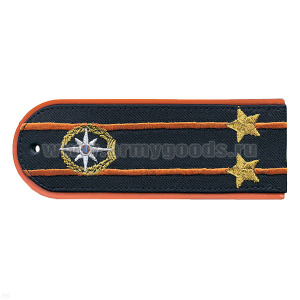 Погоны «машинная вышивка» из рубаш. ткани МЧС серо-синие с вышит. эмблемой (подполковник) пластик