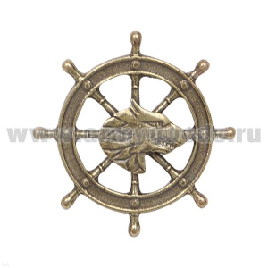 Значок мет. Волк на фоне штурвала (1 накладка)