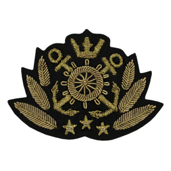 Кокарда канит. лат. Яхтсменская (корона, якоря, штурвал, 3 звезды)