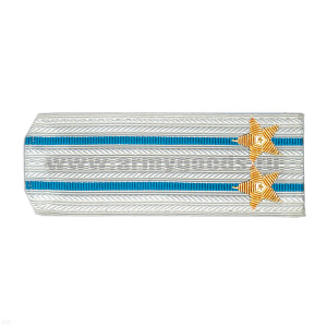 Погоны белые с 2 голуб. просв., вышит. канителью (подполковник)