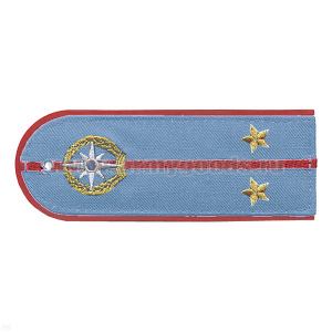 Погоны «машинная вышивка» из рубаш. ткани МЧС голубые с вышит. эмблемой (лейтенант) пластик