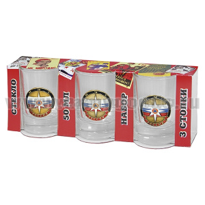 Стопки стеклянные (3x50 мл) с накладками МЧС