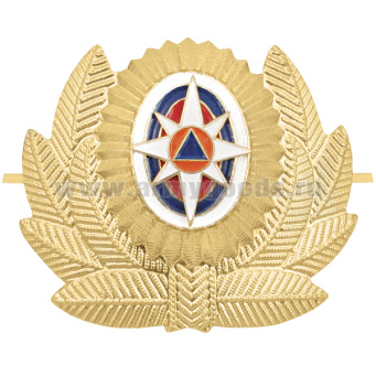 Кокарда мет. МЧС нов/обр (с розой ветров) большая зол. (широкий овал)