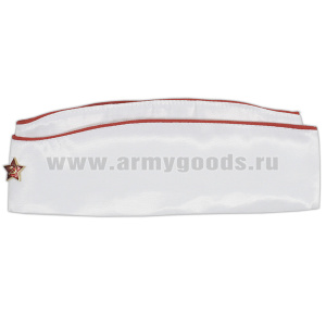 Пилотка сувенирная белая с 2 красными кантами (со звездой СА)